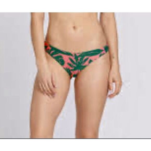 Volcom Other - Volcom Juniors Leaf Ur Life Cheeky Emerald/Pink Tropical Print Bikini Bottom NWT